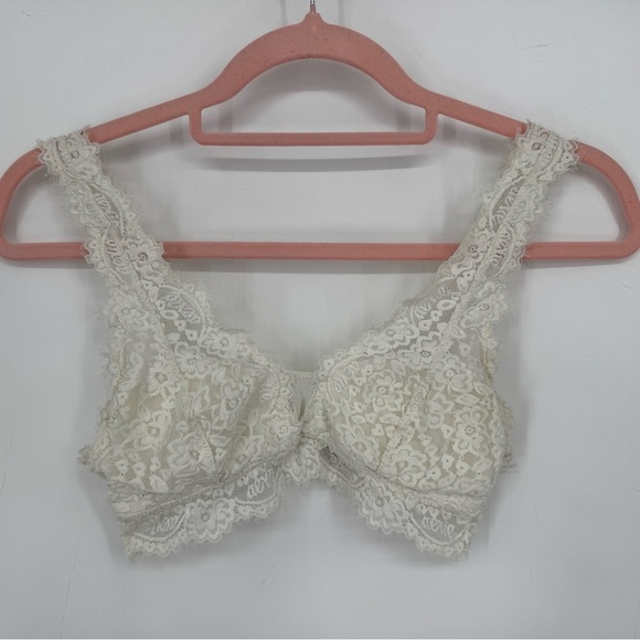 aerie Other - Aerie Women's Lace Cream Bralette Size XS Lingerie Back Clasps Mesh Details